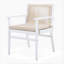 Ensemble de 2 chaises de salle à manger d'extérieur, fauteuil de patio en bois d'acacia avec dossier en corde et coussin hydrofuge, structure blanche, capacité de poids de 400 lb