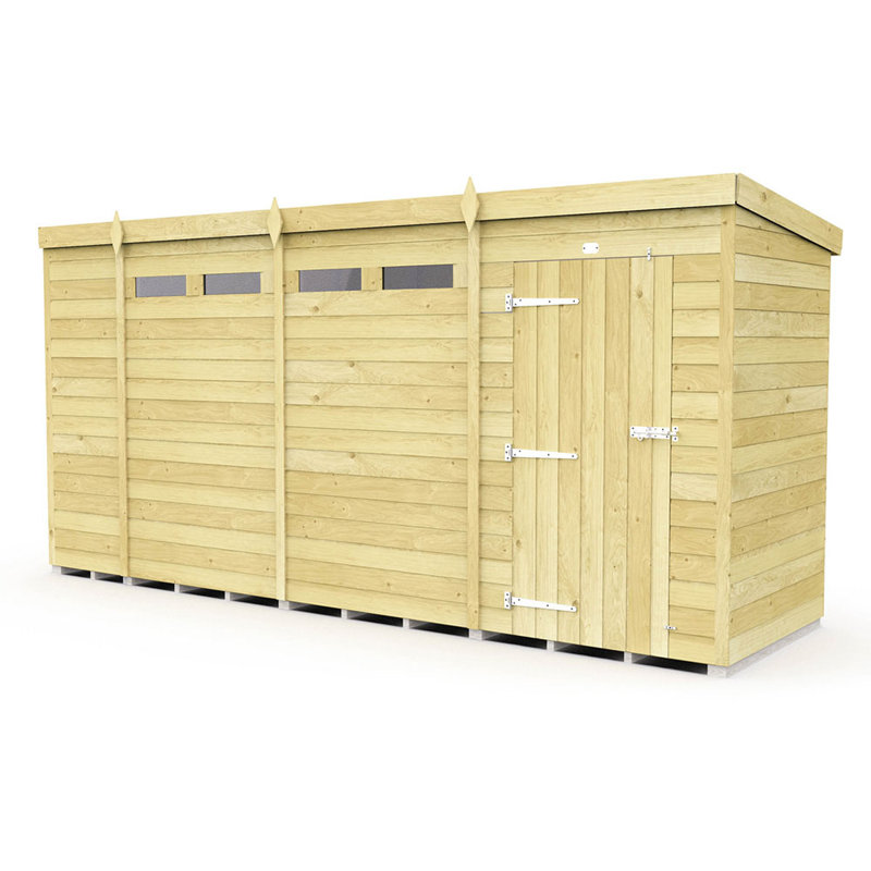 14ft x 5ft Pent Security Shed - Single Door