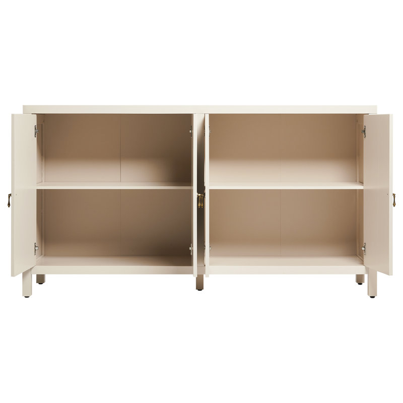 Sideboard Cabinet With Adjustable Shelves And 4 Doors, Beige