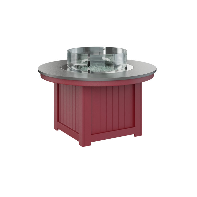 Foyer de table rond Berlin Gardens Donoma, H 25 po x l 44 po x P 44 po, Plateau martelé en acier inoxydable avec base rou
