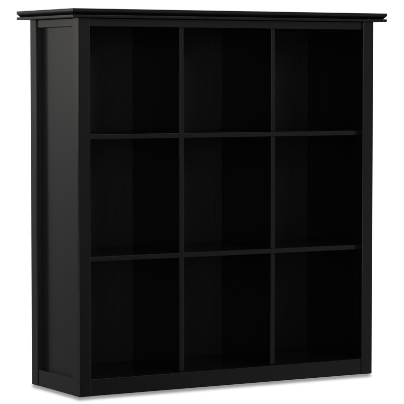 Artisan 43"W Solid Wood 9 Cube Bookcase and Storage Unit with Fixed Shelves, Black