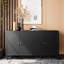 Armoire décorative à 4 portes, rangement pour buffet en bois, noir mat, pour la cuisine, l'armoire de rangement, le buffet de porte fonctionnelle et la salle à manger, finition noire