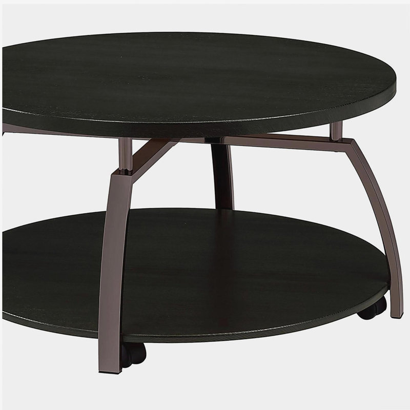 Table basse ronde gris foncé et nickel noir