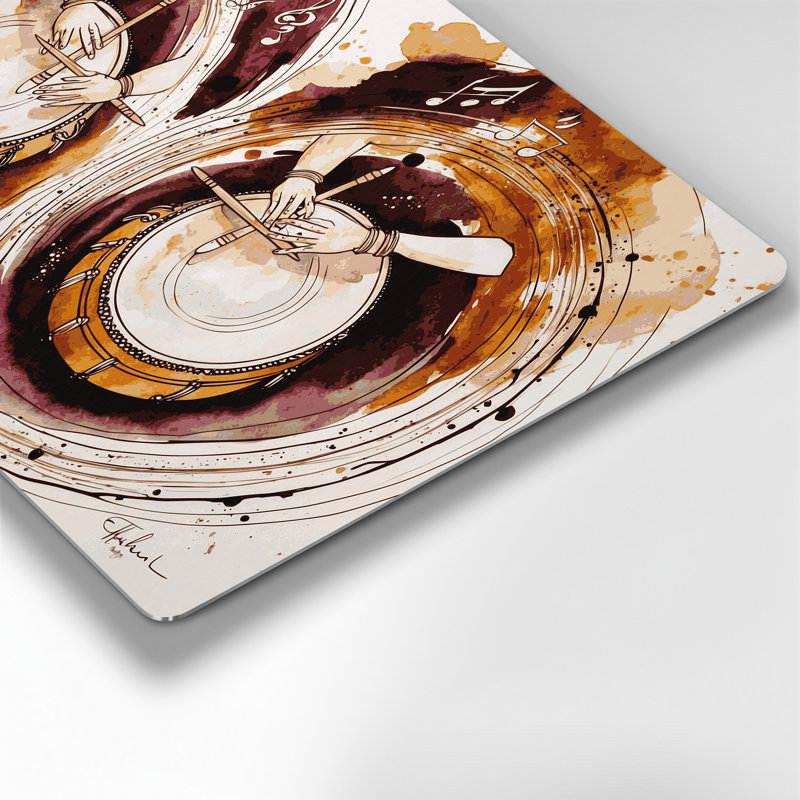 «Music Tabla», art mural en métal beige, H 11 po x l 14 po