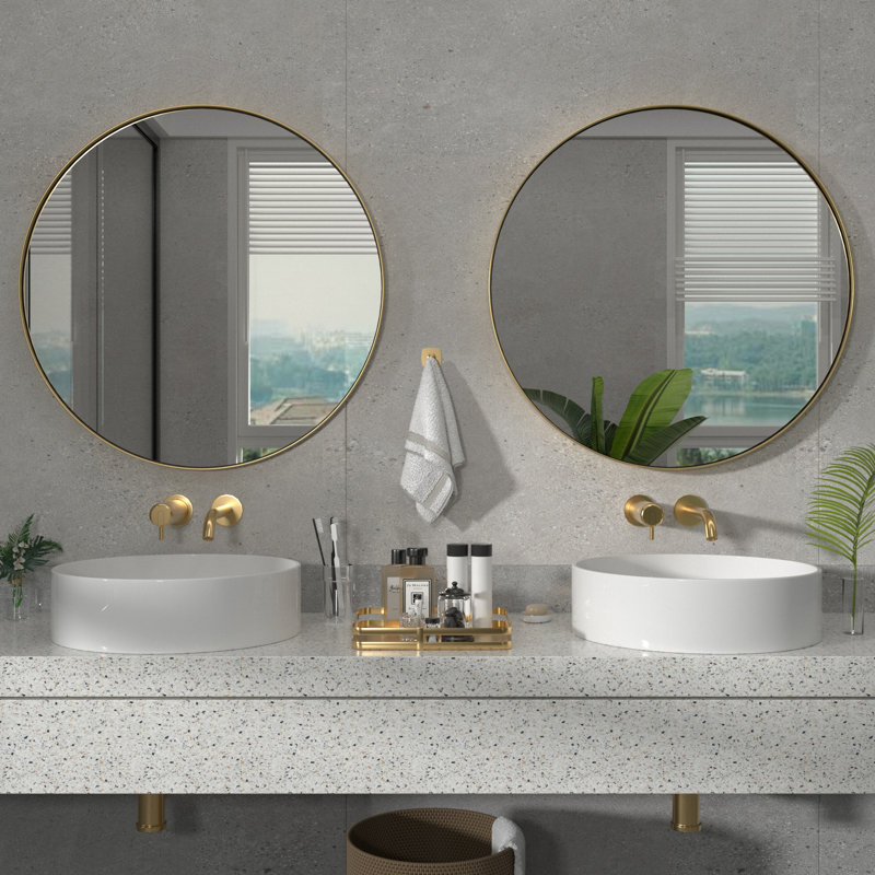 Miroir de salle de bain Morena, 30 po x 30 po, Doré
