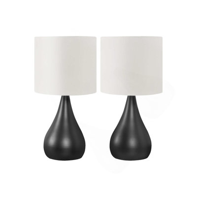 Lighting, ensemble de 2, H 18 po, lampe de table, métal noir, abat-jour ivoire / crème, contemporain