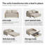 Beige Pull-Out Sofa Bed with Solid Wood Storage Chest and Solid Wood Arms Fast Dispatch From UK Warehouse – Dispatched Within 2 Days