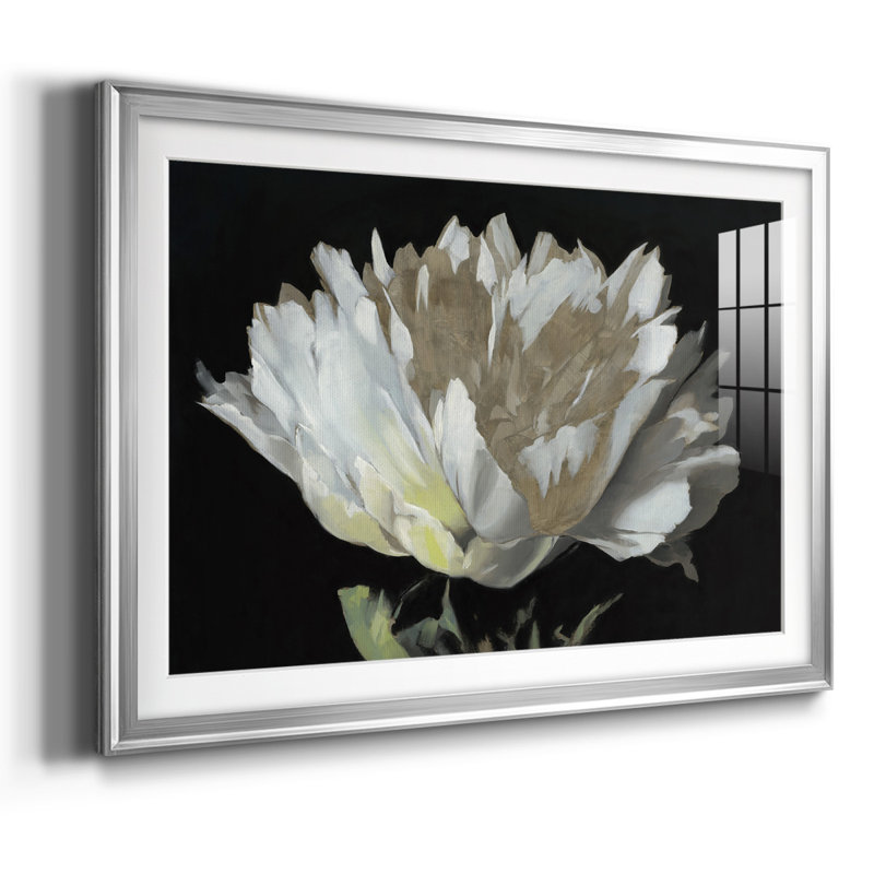 WHITE PEONY - Cadre avec cadre biseauté et verre biseauté, Argent, H 15 po x l 21 po x P 1,5 po