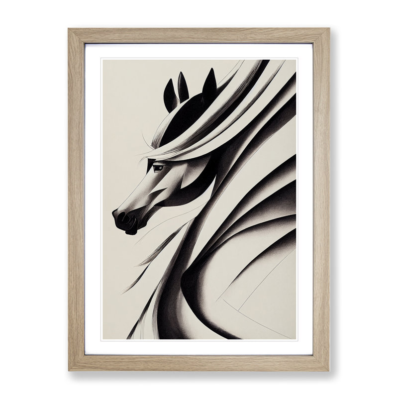 Artful Horse - Single Picture Frame Print, Oak Framed, 64cm H x 46cm W x 2cm D