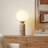 Mila Tall 15" Modern Travertine LED Table Lamp with Frosted Glass Globe Shade-126420617-139814786