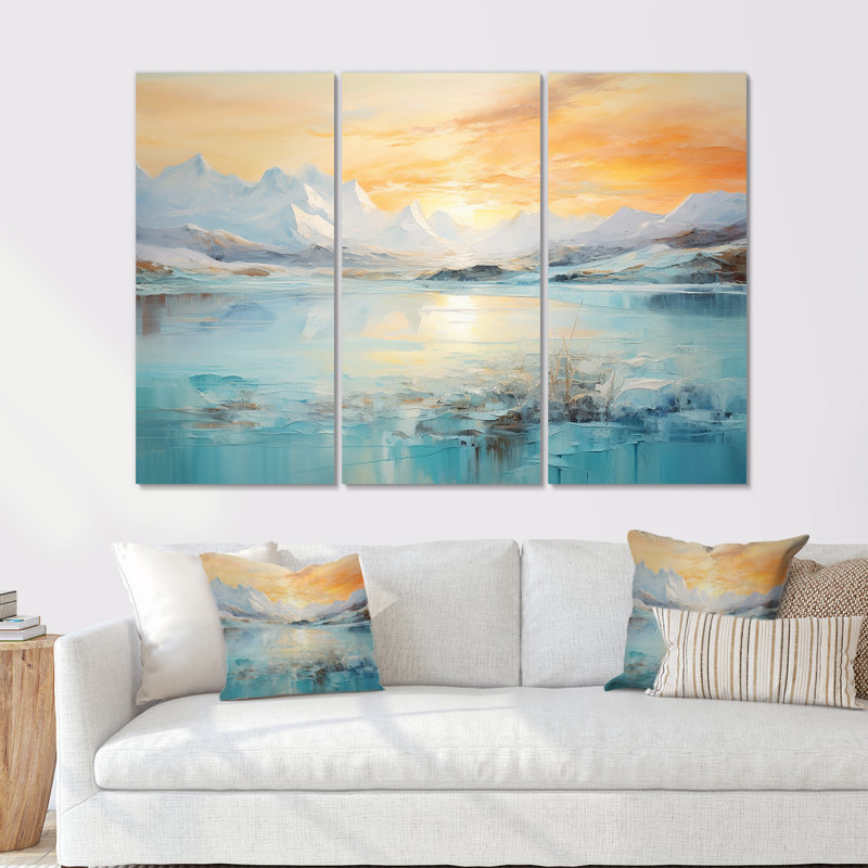 Glacier lever du soleil en Alaska - ensemble d'art mural glacier, Toile tendue, H 32 po x l 48 po x P 1 po