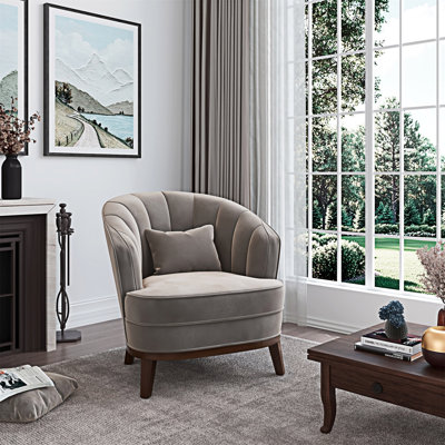 Chaise d'appoint rembourrée demi-tonneau