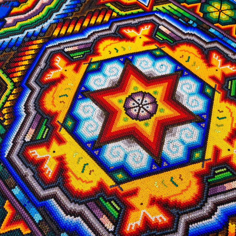 Console Huichol en bois de cèdre