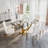 Glass Top Metal Base Dining Table With 4 Velvet Dining Chairs,5 - Piece Pedestal Dining Set-106913236-106913232