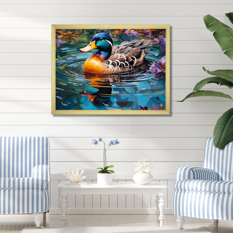 Art mural Art Nouveau Nature, Cadre d'angle fermé doré, H 30 po x l 40 po x P 1,5 po