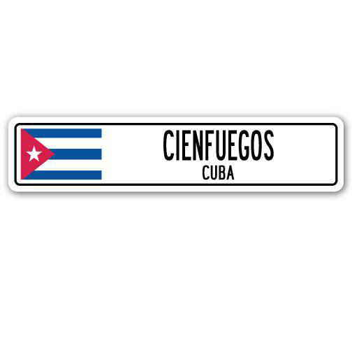 Plaque de rue en aluminium Acworth Cienfuegos, drapeau de Cuba, H 6 po x l 24 po x P 1 po