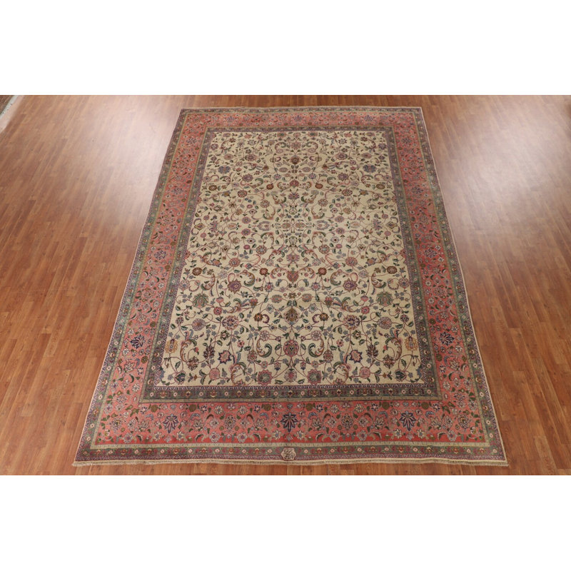 Tapis traditionnel à teinture végétale antique 9 x 13