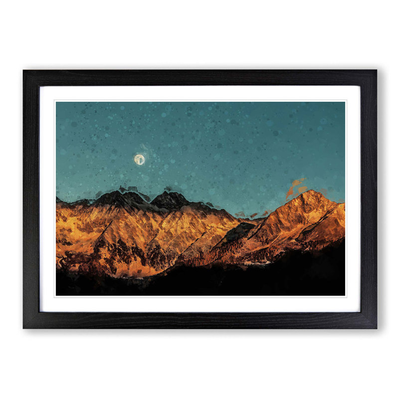 Moon over South Tyrol in Italy in Abstract - Picture Frame Graphic Art Print, Black Framed, 62cm H x 87cm W x 2cm D