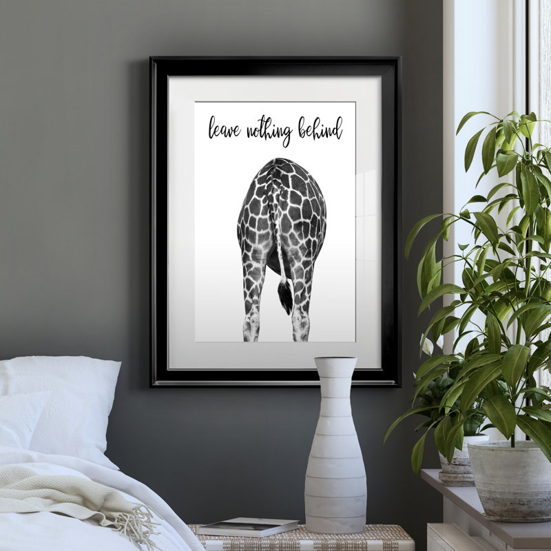 Girafe - cadre photo, impression sur papier, H 22,5 po x l 30,5 po x P 1,5 po, Papier noir
