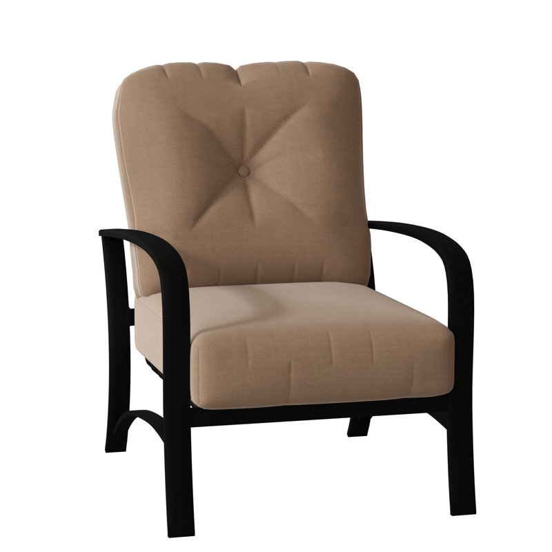 Chaise de patio Fremont, Toile Sunbrella® beige chiné, Noir texturé