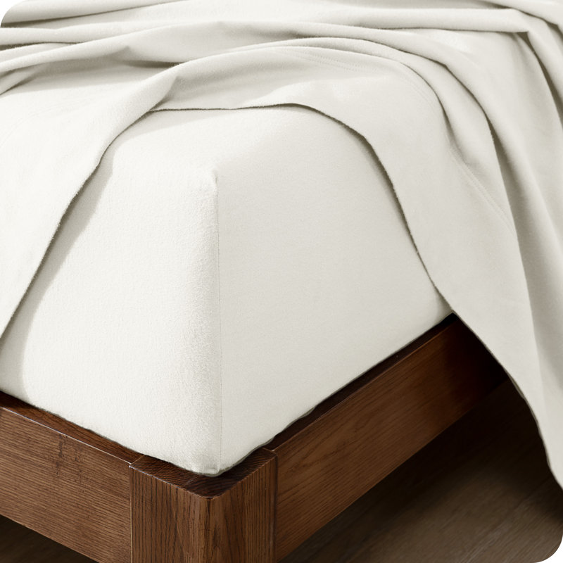 Flannel Machine Woven Sheet Set, Cream, King Sheet Set with 2 Pillowcases