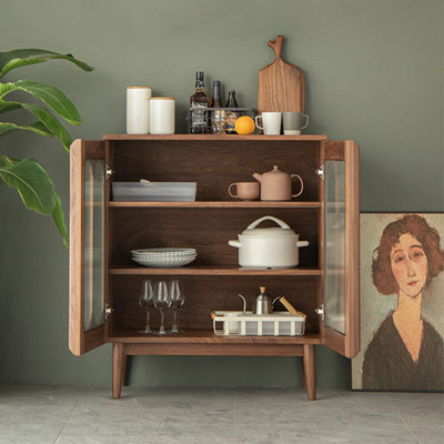 Simple compact sideboard glass storage cabinet
