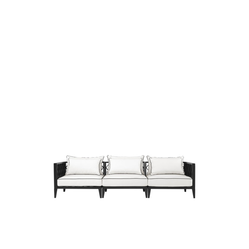 Ocean Club Outdoor 3 - Seat Patio Sofa, Black Frame/White Cushion