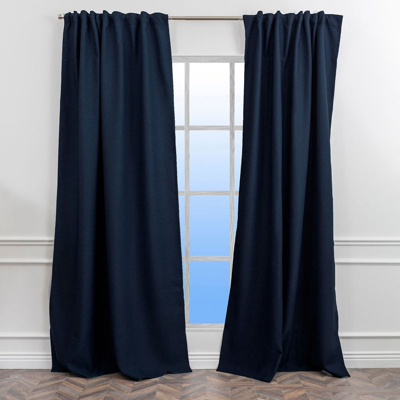 LAXTON Room Darkening Extra Long & Extra Wide Decorative Curtain, Dark Blue, 52" W x 63" L