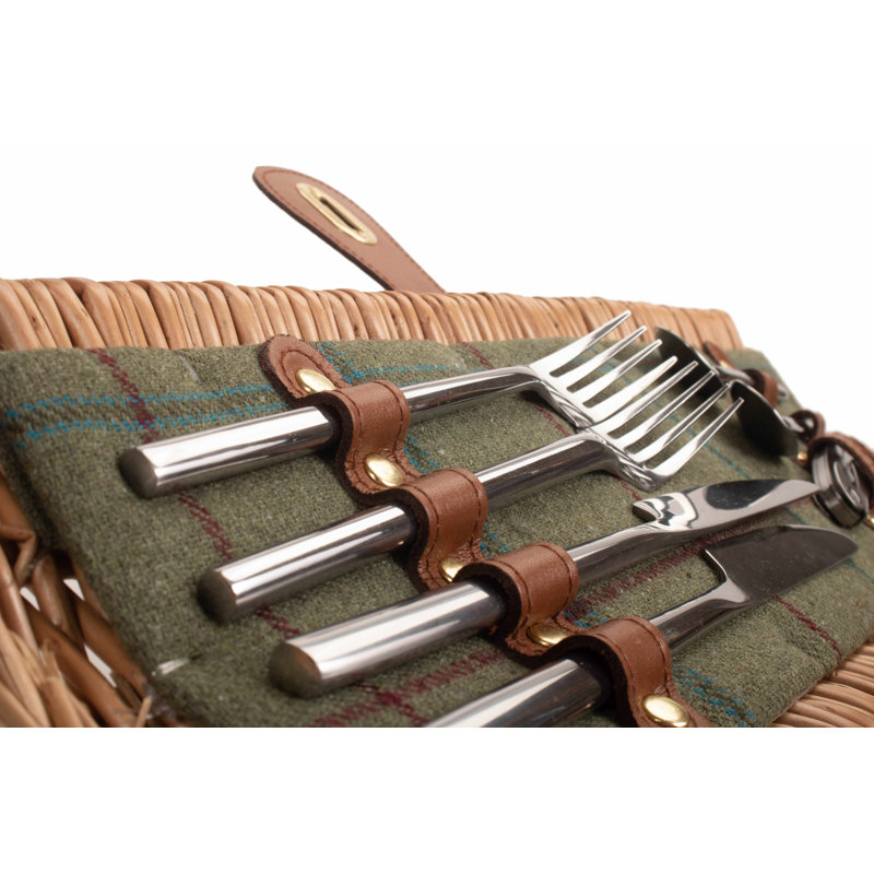 Wicker 2 Person Tweed Effect Barrel Fitted Picnic Hamper
