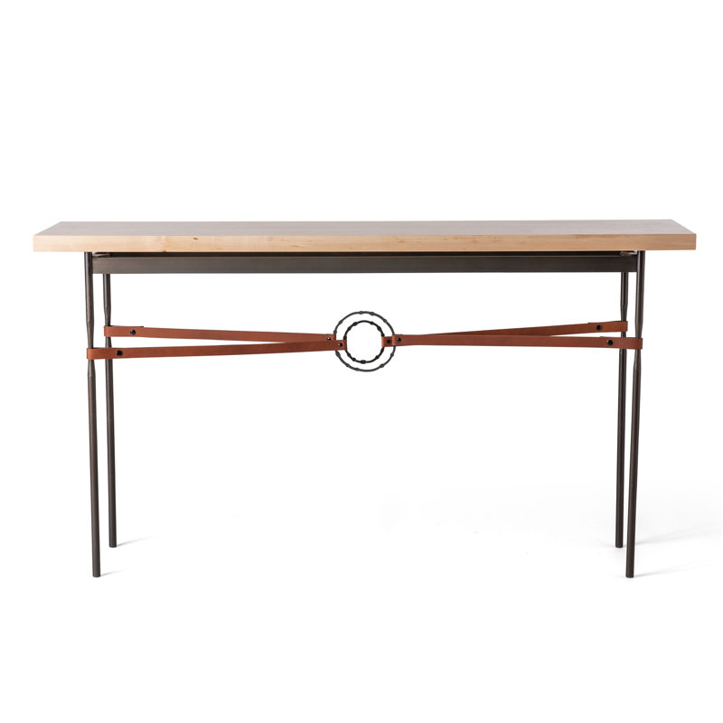 Console Equus, Bronze, Or doux, Cuir brun britannique