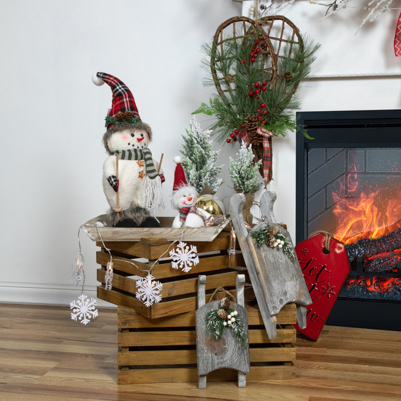 Mini Heavily Flocked Pine Christmas Tree with Burlap Base