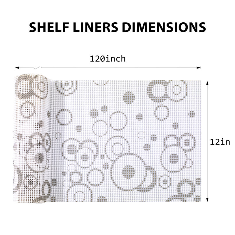 Doublure de tablette, doublures d'armoire antidérapantes non adhésives, doublures de tiroirs, cercle blanc, 12 po x 10 pi (120 po)