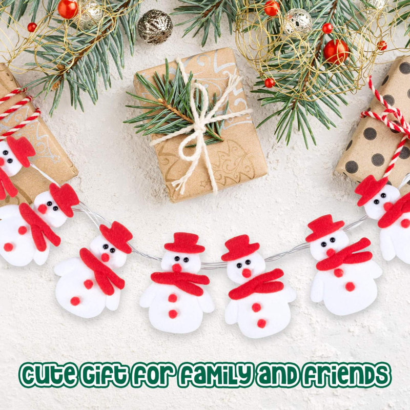 Christmas Snowman String Lights - 20 Leds 10.8Ft Waterproof Light Up String Lights, Short Plush Lights For Christmas Decorations (Battery Operated)
