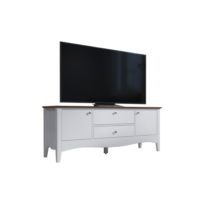 Delrick TV Stand, White/Brown