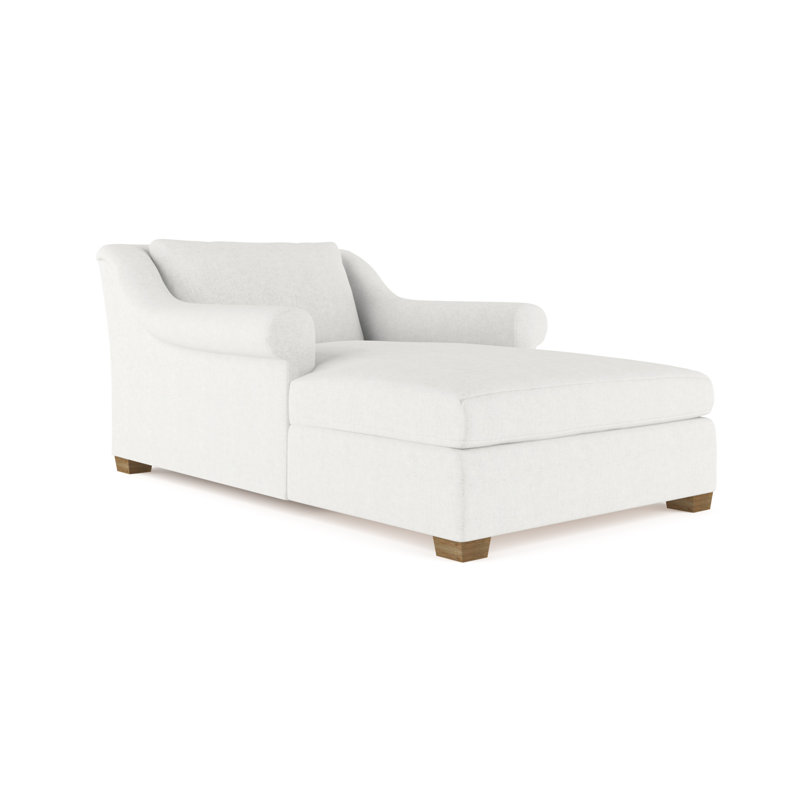 Chaise longue à accoudoirs roulés Thompson, Velours moelleux imprimé bleu, Patiné