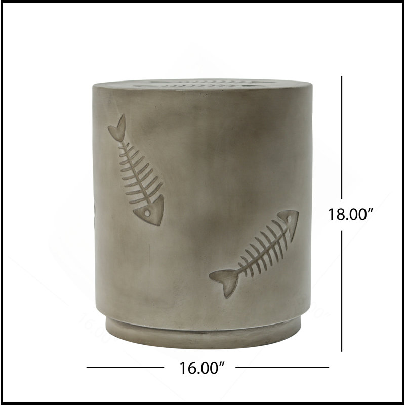 Table d'appoint 16 po MGO avec motif de poisson, durable et résistante aux intempéries pour une utilisation extérieure