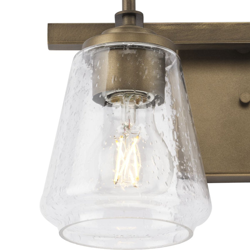 Aged Bronze 2-Light Vanity with Seeded Glass Shades