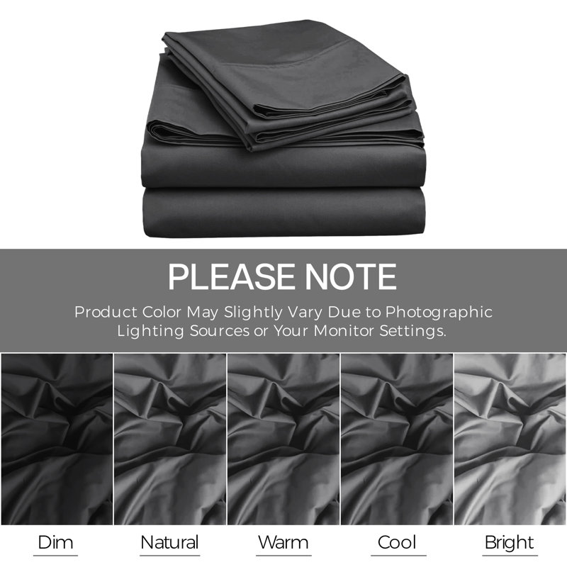 4 Piece Complete Bedding Set Duvet Cover Set With Fitted Bed Sheet & Pillowcases, Grey