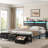 Farmhouse Bed Frame With 3 Storage Drawers Bench, Led Lights And Charging Station-154031508-154031505