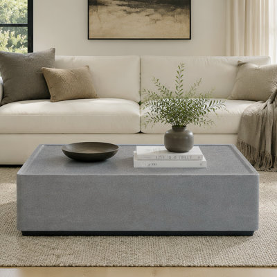 38" Square Travertine Stone Indoor/Outdoor Coffee Table-Marble Gray