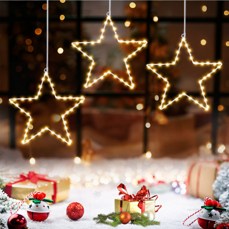 Paquet de 3 lumières de Noël suspendues 12 pouces, 60 lumières DEL à piles