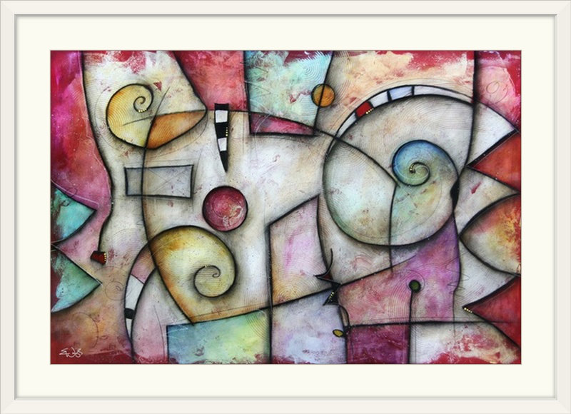 «Malveaux 'Jive» par Eric Waugh - reproduction imprimée, H 32 po x l 44 po x P 1 po, Cadre blanc