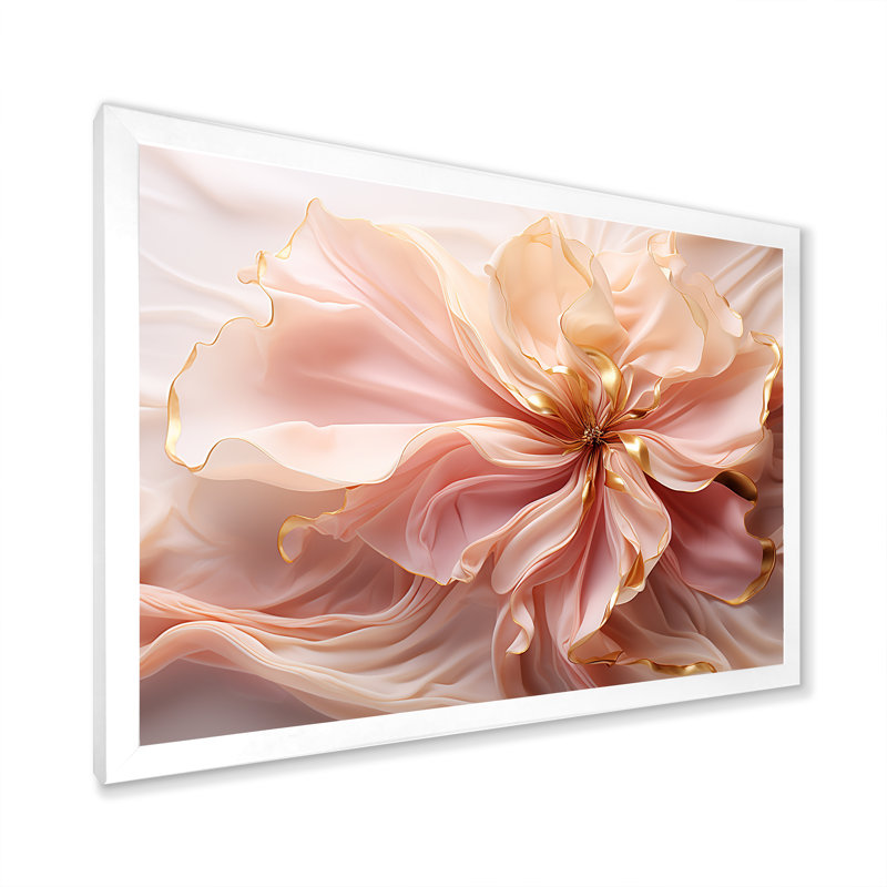 Impression sur toile de fleurs liquides liquides tendres en blanc et rose clair - formes abstraites, Cadre photo blanc