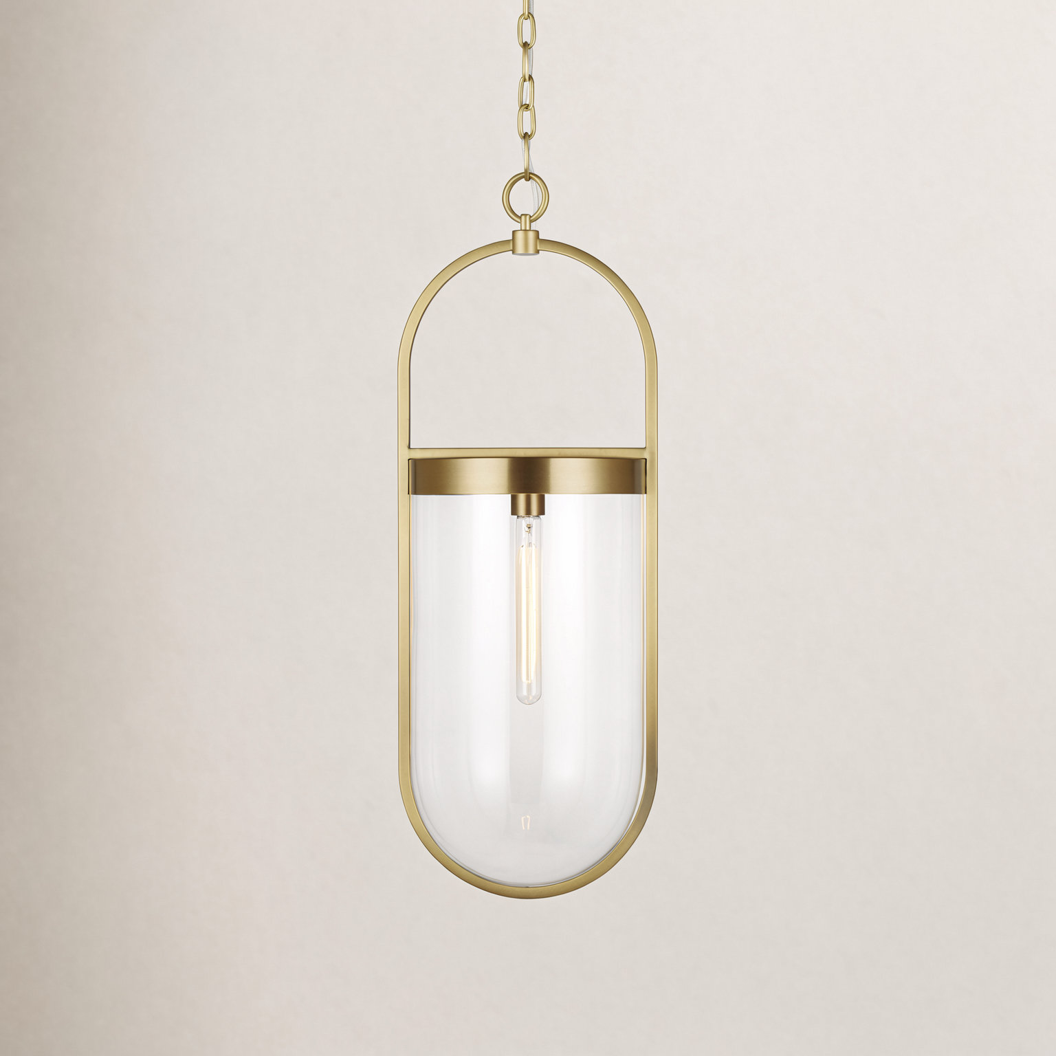 Single Light Glass Dimmable Pendant, 31.125" H x 10.75" W x 11.5" D, Burnished Brass