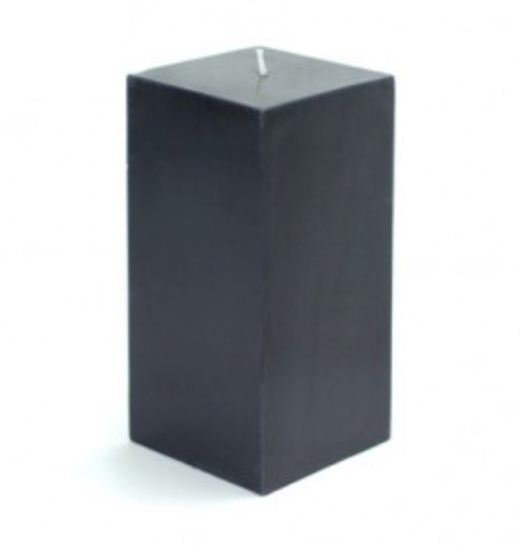 Square Pillar Candle, Black, 6" H x 3" W x 3" D, Set of 12