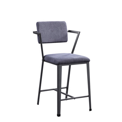 Cargo Gray Fabric & Gunmetal Finish Counter Height Chair (Set Of 2)