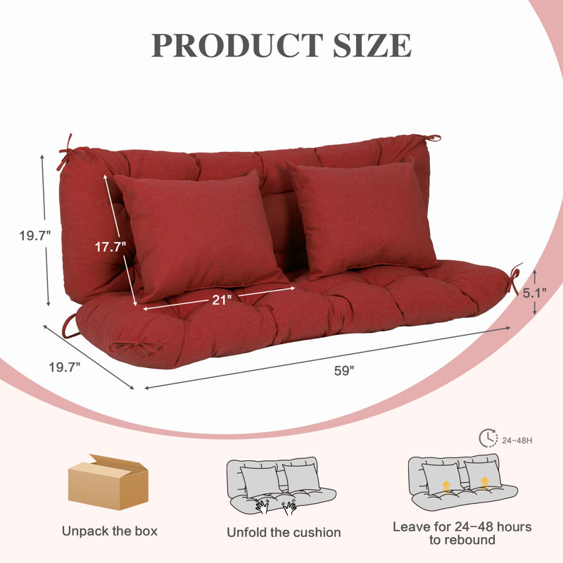 Tufted Porch Swing Cushions, Red