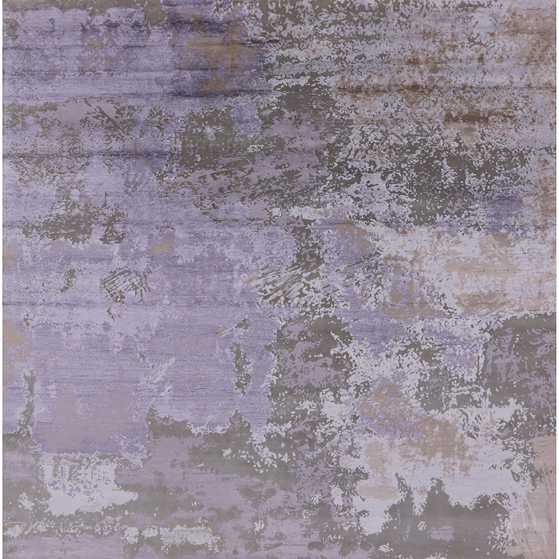 Tapis abstrait gris, Carré 7 pi