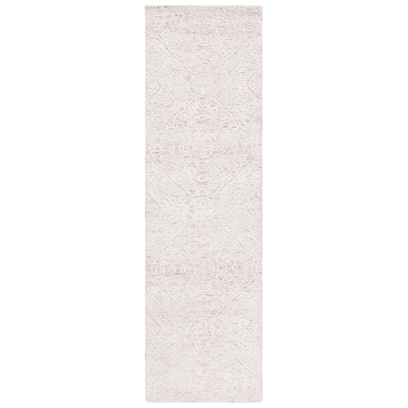 Batel Hand Tufted Wool/Bamboo Silk/Cotton Geometric Rug in White, Runner 2'3" x 8'