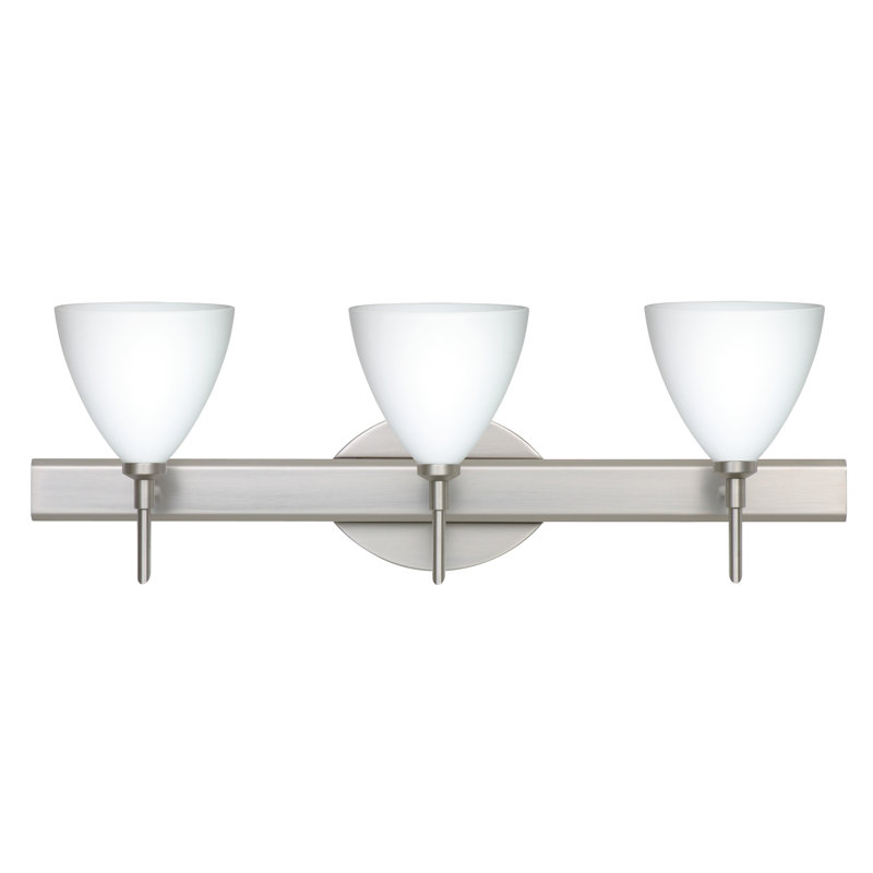 Éclairage pour meuble-lavabo 3 lumières Mia, Nickel satiné, Opale matte, Incandescent